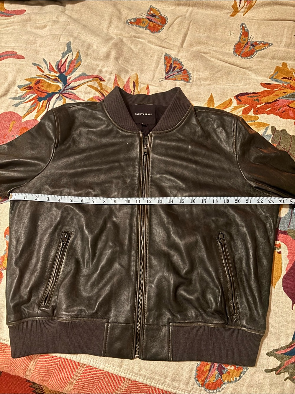 Lucky Brand Leather Bomber Jacket - Picture 6 of 7